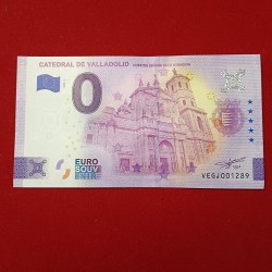 Rare Rare 0 Euro souvenir banknote featuring the Catedral de Valladolid (Valladolid Cathedral) in Spain, issued in 2022