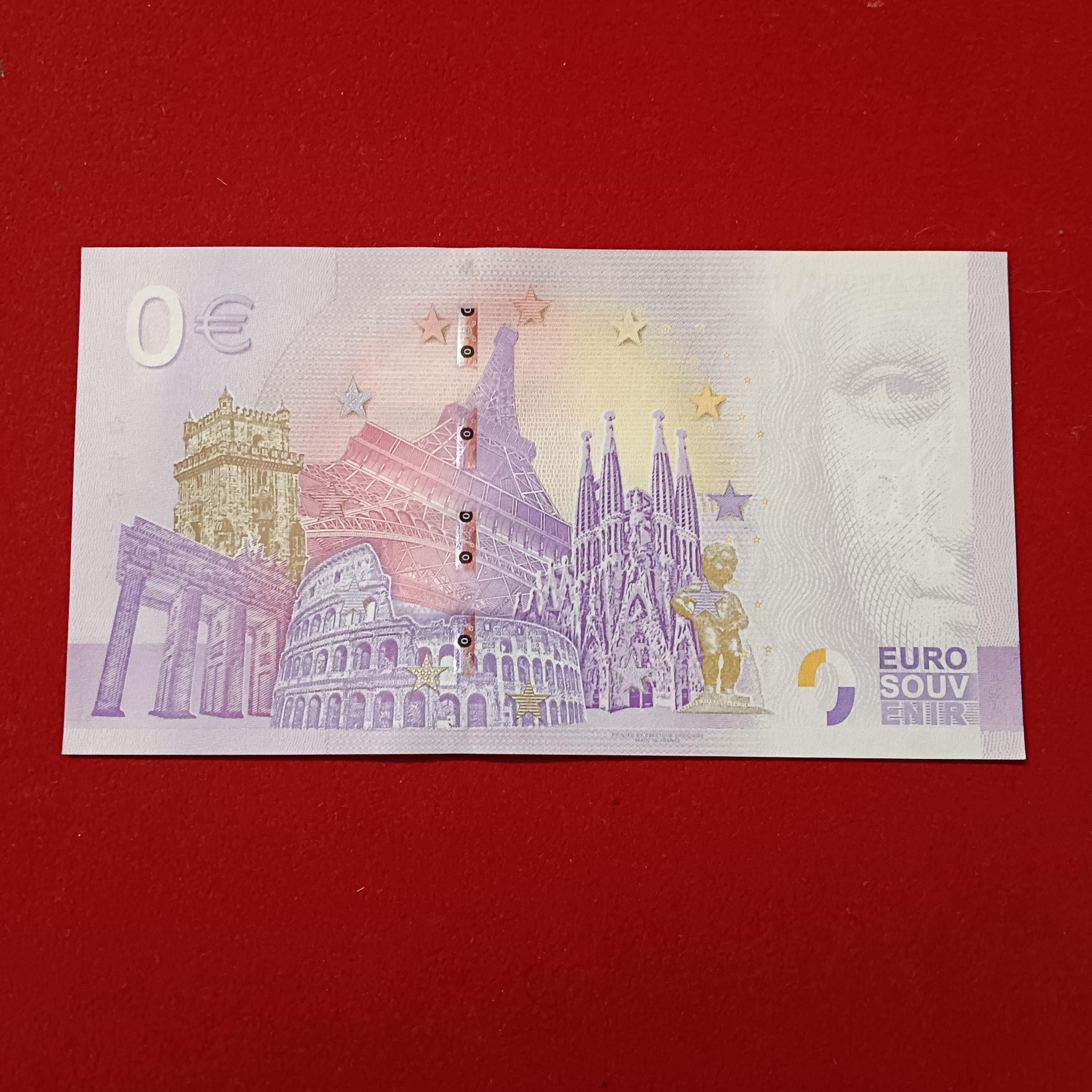 Rare Rare 0 Euro souvenir banknote featuring the Catedral de Valladolid (Valladolid Cathedral) in Spain, issued in 2022