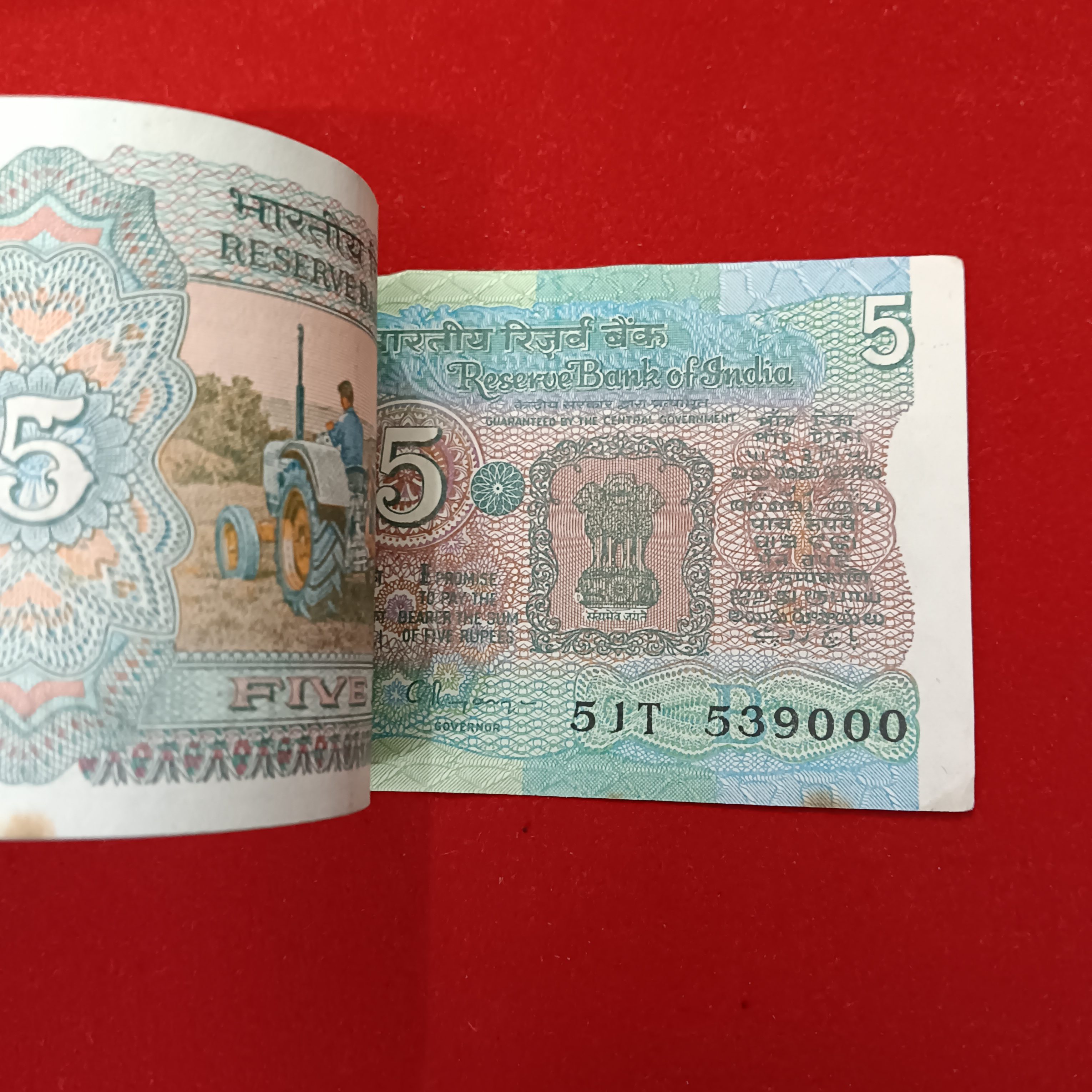 Five Rs Rare Tractor Full Serial Bundle Governor C Rangarajan Unc Condition Reserve Bank of India 538901 - Image 5