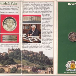 1984 Brilliant Uncirculated Scottish 1 Pound Coin With Folder