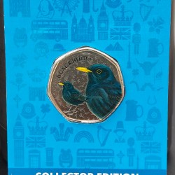 Great British Birds Blackbird In Shape of 50p By Westminster Commemorative Collector Edition Coin