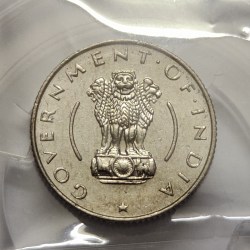 Alternative view of Republic India 1/4 Rupee 1956 Nickel Kolkata Mint Coin UNC RARE