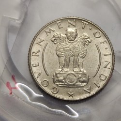 Alternative view of Republic India 1/4 Rupee 1954 Nickel Kolkata Mint Coin UNC RARE