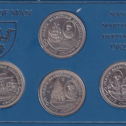 Isle of Man Manx Maritime Heritage 1982 One Crown Rare ( 4 Coin Set)