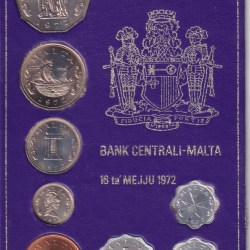 1972 Malta Uncirculated 8-Coin Decimal Year Set All Different Denomination Rare ( 8 Coin Set )