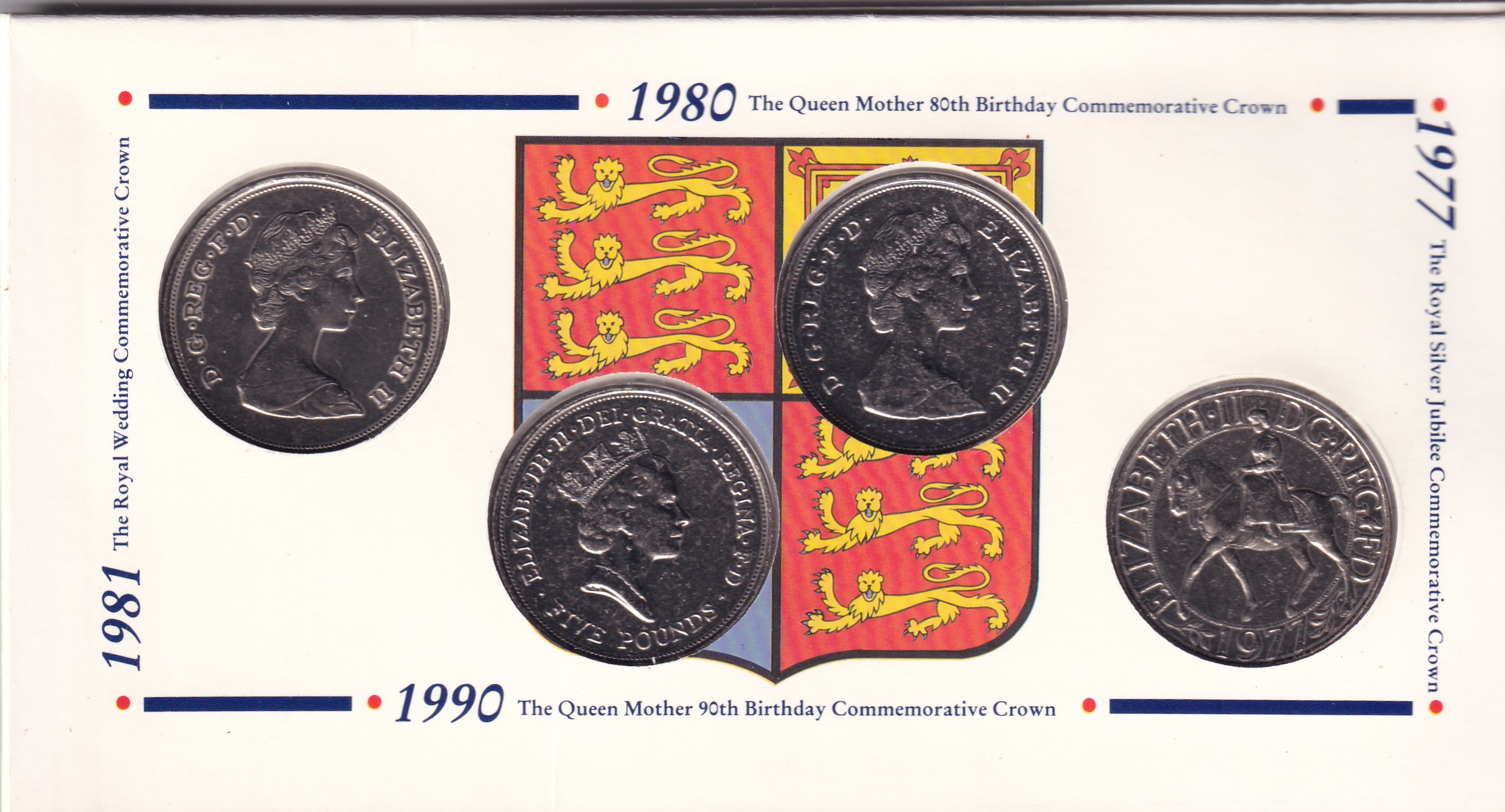 1953 - 1990 Queen Elizabeth II Crown Collection Rare ( 8 Coin Set ) Issued By Royal Mint Rare Folder Set - Image 6