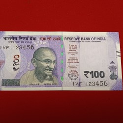 Extremely Rare 100 Rs Fancy Number 123456 Gem Bunc Condition Year 2023 Sku 26