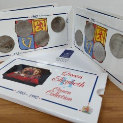 1953 - 1990 Queen Elizabeth II Crown Collection Rare ( 8 Coin Set ) Issued By Royal Mint Rare Folder Set