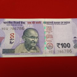 Extremely Rare 100 Rs Fancy Number Note 786786 Gem Unc Condition Year 2022 sku 26