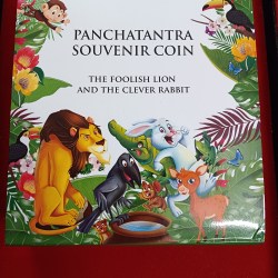 Extremely Rare PANCHATANTRA SOUVENIR COIN The Foolish Lion And The Clever Rabbit Year 2022 Manufactured By India Government Mint