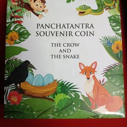Ex Rare Panchatantra Souvenir Color Proof Coin featuring "The Crow and The Snake" story issued in 2022 Year Issued Indian Government Texal Kolkata Mint