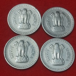 Alternative view of 50 NAYE PAISE 1960 - 4 COIN SET( 3PC CALCUTTA 1 PC BOMBAY ) PRICE