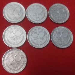 50 NAYE PAISE YEAE 1961 LOT OF 7 COIN (6 PC BOMBAY +1PC CALCUTTA) ALL COIN GOOD CONDITION LOT PRICE