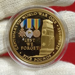 2014 Five Pounds commemorative Proof coinTristan da Cunha (British Overseas Territory marking the Centenary of World War One