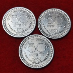 50 PAISE YEAR 1968 BOMBAY MINT SET OF 3 PC PRICE