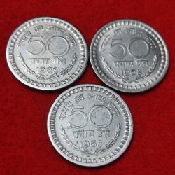 50 PAISE YEAR 1968 BOMBAY MINT SET OF 3 PC PRICE