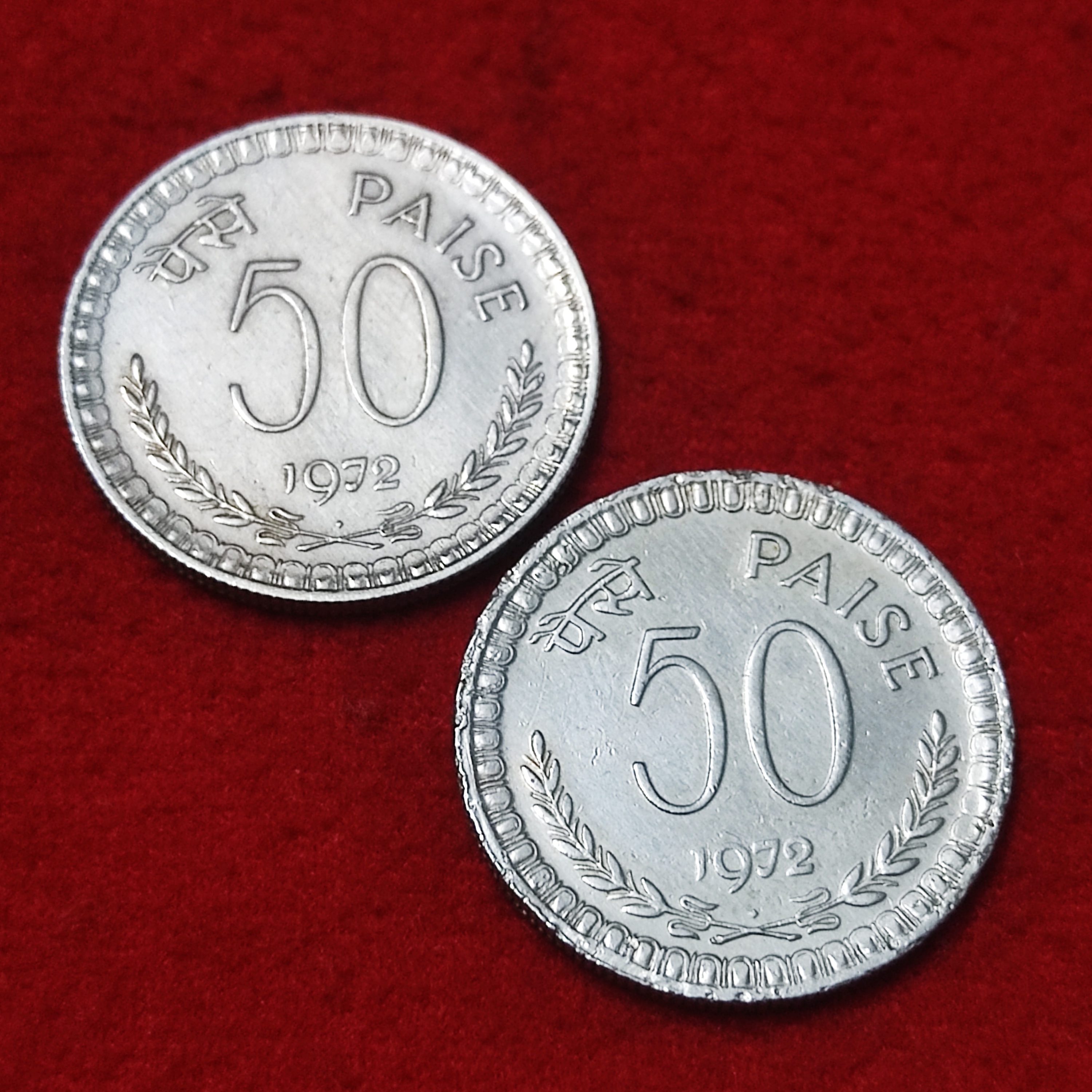 50 PAISE YEAR 1972 BOMBAY MINT SET OF 2 COIN PRICE