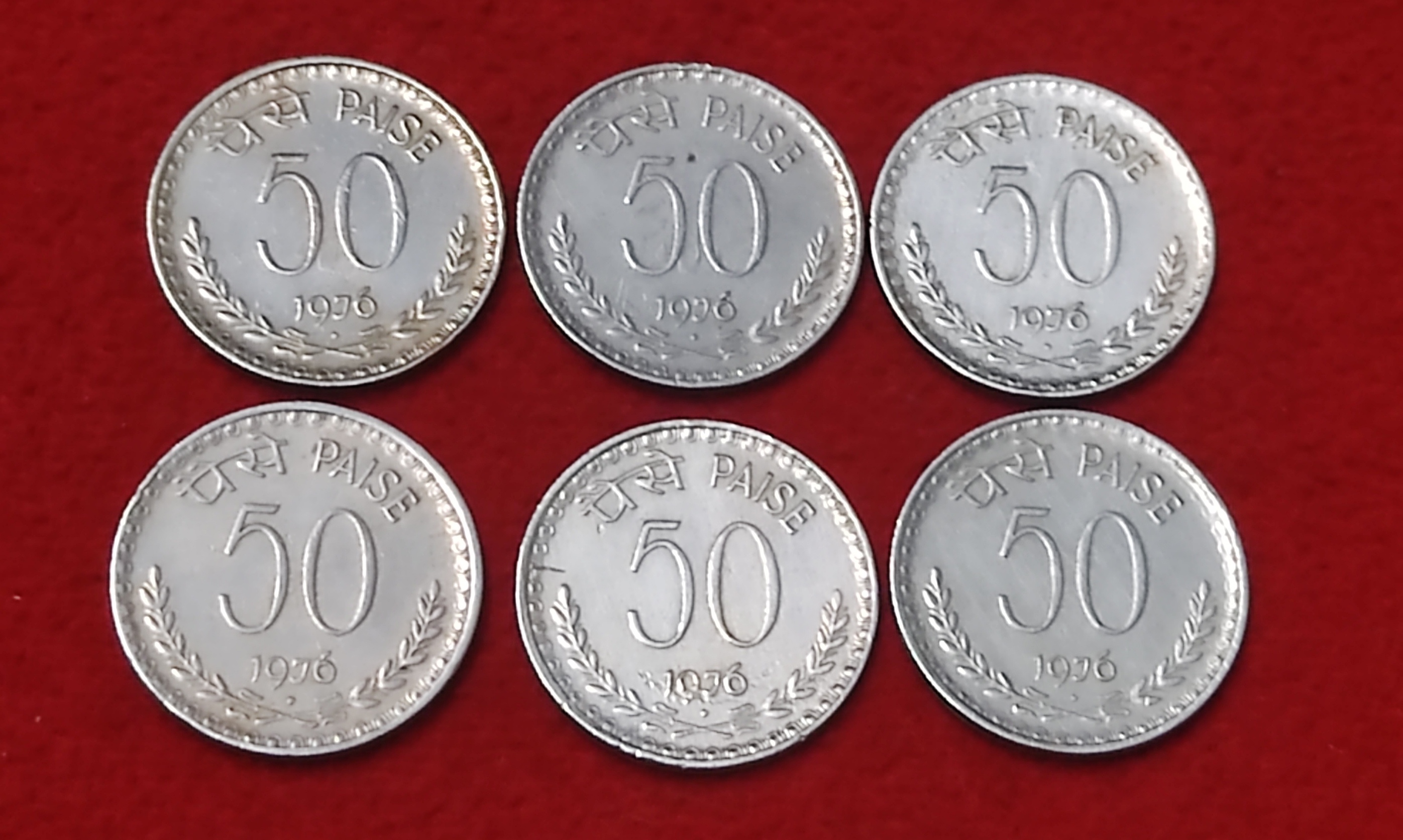 50 PAISE YEAR 1976 BOMBAY MINT LOT OF 6 COIN PRICE