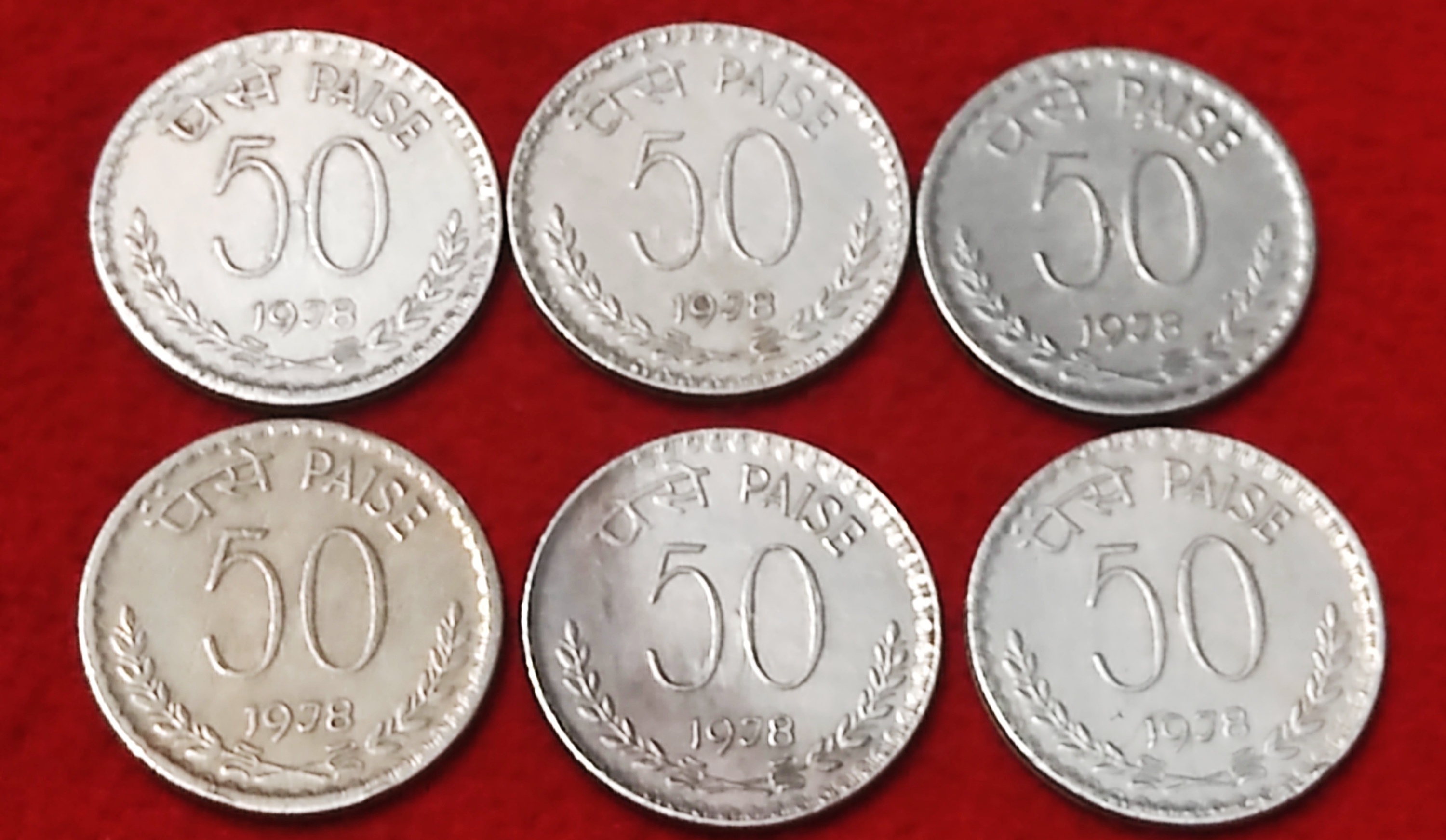 50 PAISE YEAR 1978 CALCUTTA MINT LOT OF 6 COIN PRICE