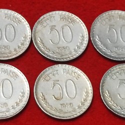 50 PAISE YEAR 1980 BOMBAY LOT OF 6 COIN PRICE