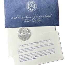 United States 1 Dollar 1972 ("Eisenhower Dollar" Silver Collectors) Rare Silver Coin With Certificate