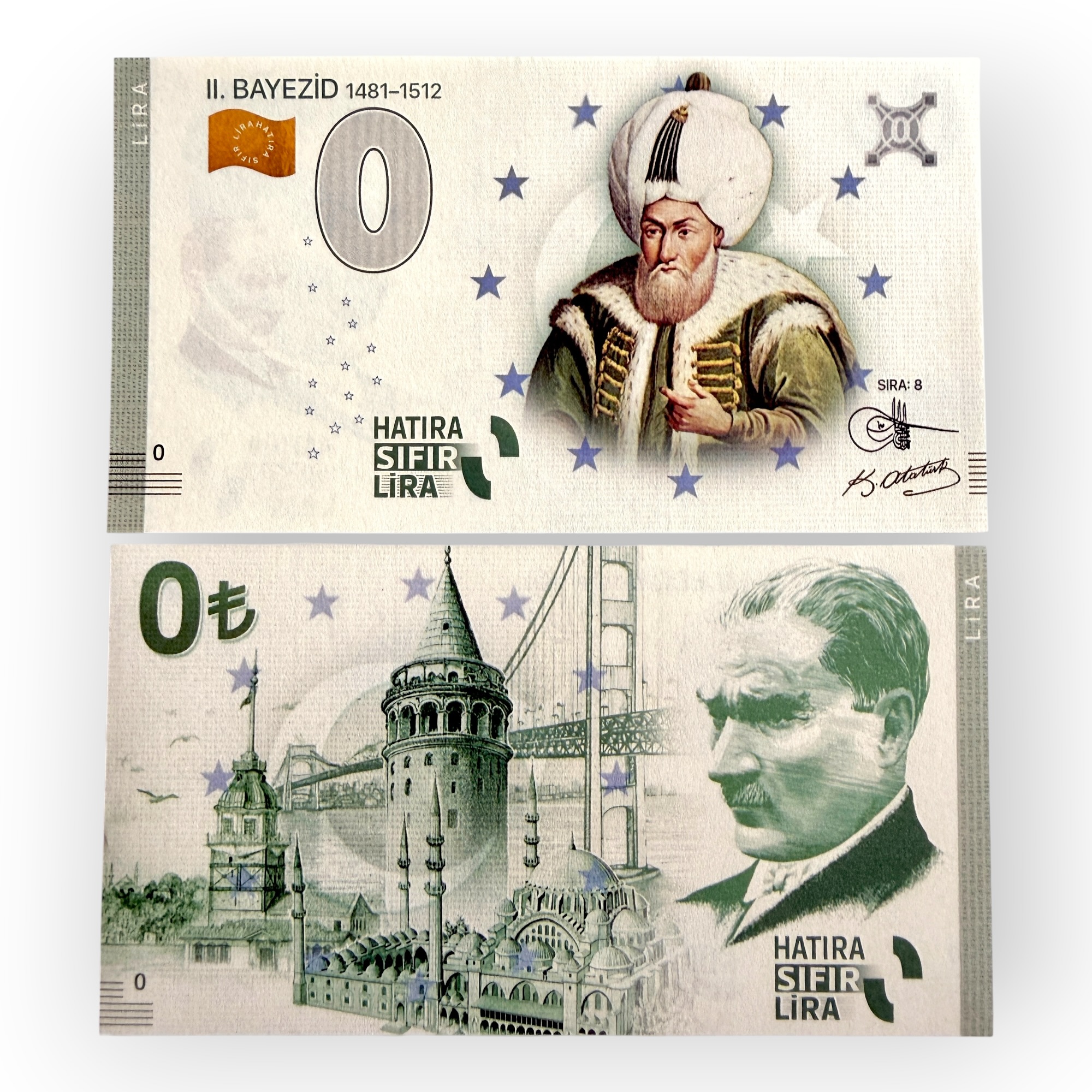 Europe 0 Hatira Sifir Lira Turkey Bayezid Sira 8 Issue Limited and Collectibles Gem UNC Unique and Rare