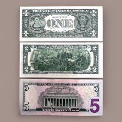 Alternative view of USA 1 Dollar 2 Dollar and 5 Dollar Issue UNC Unique World Banknote Collection Unique And Rare