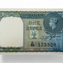Re 1 British India Banknote King George Vi Issue Signed By C E Jones Crisp Paper Without Pin Hole Unique and Rare Issue