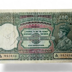 Re 100 British India Banknote King George Vi Issue Signed By C D Deshmukh Crisp Paper Unique and Rare Issue
