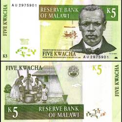 Malawi 5 Kwacha World Banknote 1997 P36a UNC Unique and Rare