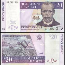 Malawi 20 Kwacha World Banknote 2007 P52c UNC Unique and Rare
