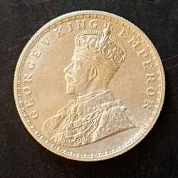 Alternative view of Silver British India King and emperor George v Denominaton 1₹ Year 1915 Same and similar piece available