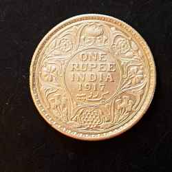 Silver British India King and emperor George v Denominaton 1₹ Year 1917 Same and similar piece available
