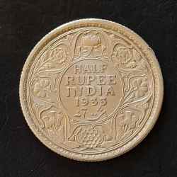 Silver British India King and emperor George v Denominaton 1/2₹ Same and similar piece available