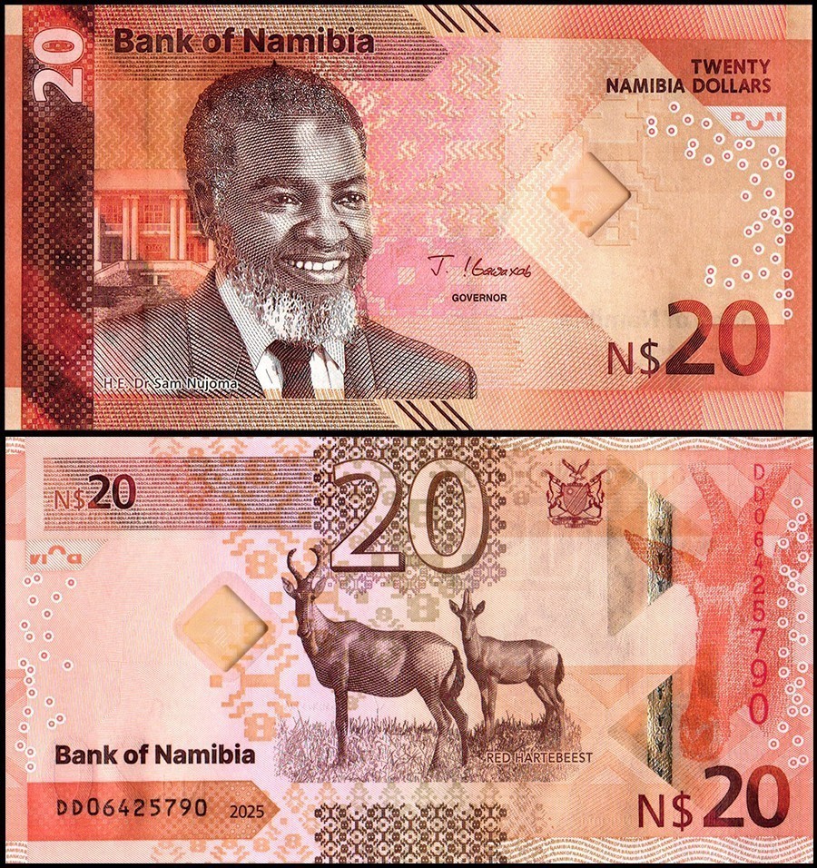 Namibia 20 Namibia Dollars World Banknote 2025 P21 UNC Unique and Rare