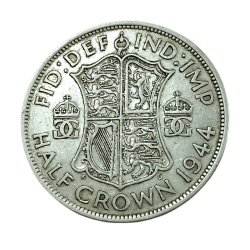 GREAT BRITAIN Mix Silver HALF CROWN 'Big Size' W=14.1g Year 1944 King GEORGE-VI in High Collectable Grade.