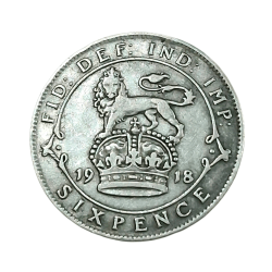 GREAT BRITAIN Silver SIX PENCE Year 1918 King GEORGE-V in High Collectable Grade.