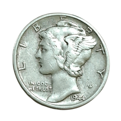 Alternative view of UNITED STATES OF AMERICA Silver ONE DIME Year 1944 'LIBERTY' in High Collectable Grade.