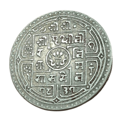 Alternative view of NEPAL Silver TWO MOHURS [1832-1833] PRITHVI BIR BIKRAM **SCARE** High Collectable Grade.