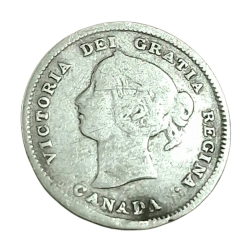 Alternative view of CANADA Silver 5 CENTS Year 1891 Queen VICTORIA 'Small Size' Coinage **RARE** Collectable Grade .