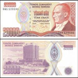 Turkey 20000 Lira World Banknote L1970 P202 UNC Prefix G UNC Unique and Rare