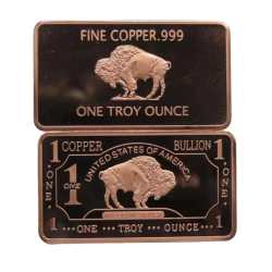 1 Troy (Ounce .999) Fine Buffalo Copper Art Bar