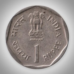 Alternative view of Rare 1 Rupee 1989 Food and Environment World Food Day Noida Mint Republic of India Coin # A017