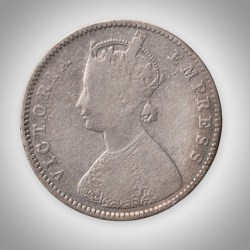 Alternative view of Rare Half Rupee 1897 Queen Victoria Empress Bombay Mint British India Silver Coin # A177