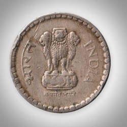 Alternative view of Rare 5 Rupees 1994 Republic India Bombay Mint Definitive Coinage India Coin # A132