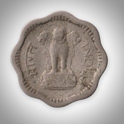Alternative view of Rare 2 Naye Paise 1957 Republic of India Calcutta Mint Coinage India Coin # A045