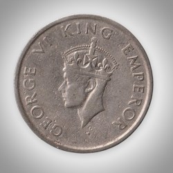 Alternative view of Rare Half Rupee 1947 King George VI Tiger Type Calcutta Mint British India Coin # A196