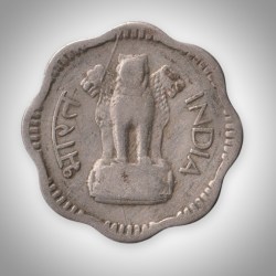 Alternative view of Rare 10 Naye Paise 1961 Republic of India Calcutta Mint Coinage India Coin # A072