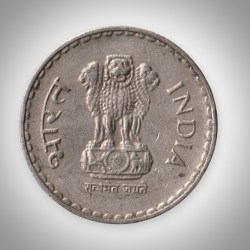 Alternative view of Rare 5 Rupees 2000 Lion Capital Foreign Mint Republic of India Cupro Nickel Coinage India Coin # A154