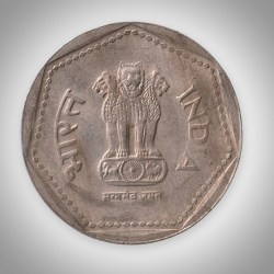 Alternative view of Rare 1 Rupee 1988 Wheat Ears Series Mumbai Mint Coinage of Republic India Coin # A056